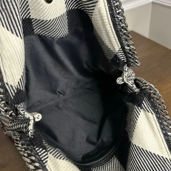 Stella McCartney Black and White Plaid Satchel - Picture 10 of 13